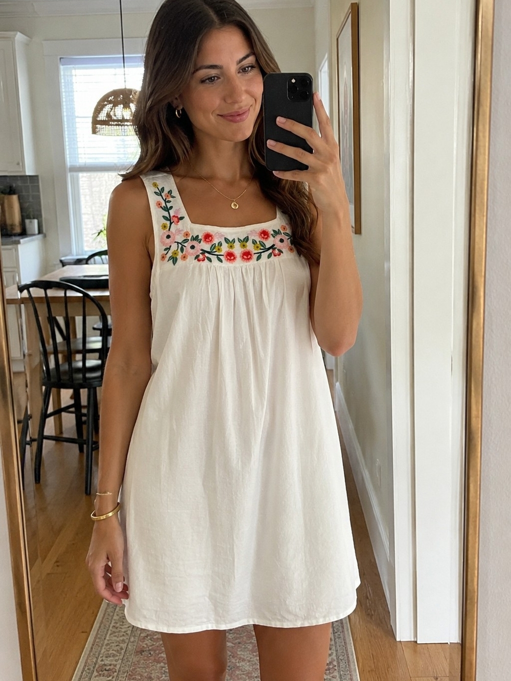 J.Crew Embroidered Floral Linen Cotton Dress XS